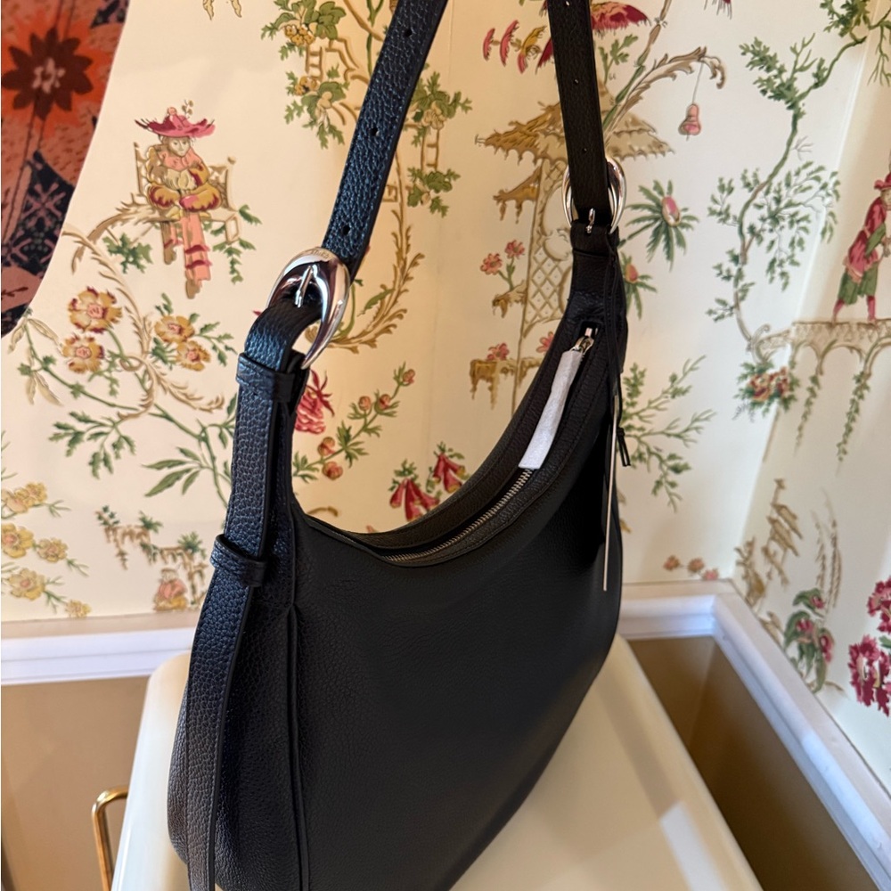 STAUD Pine Hobo Black Pebbled Leather Shoulder Bag - Picture 8 of 10